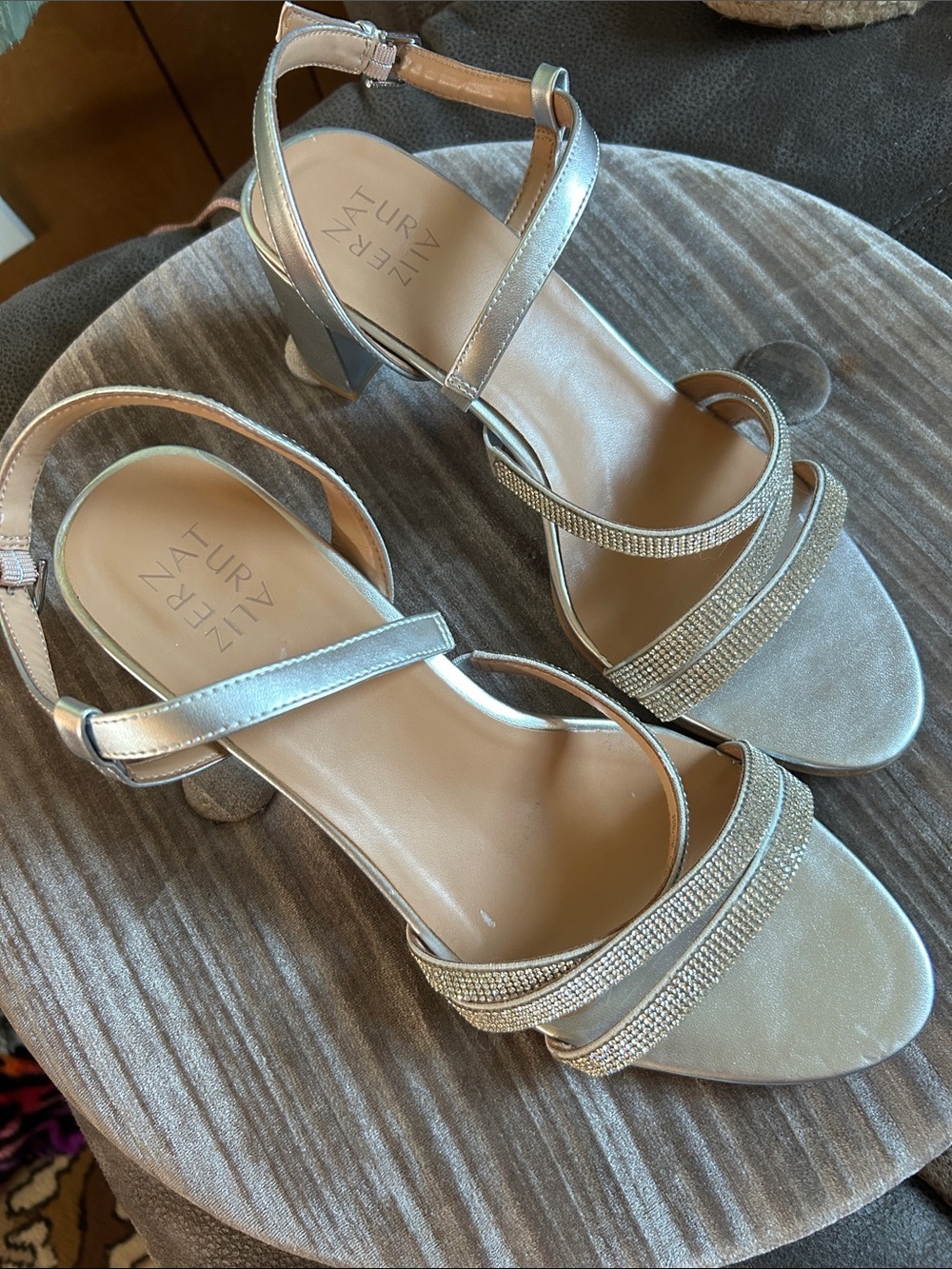 Naturalizer Silver Crystal-Strap Mid Heels